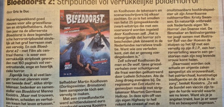 Bloeddorst #2 in De Telegraaf, 10 oktober 2025